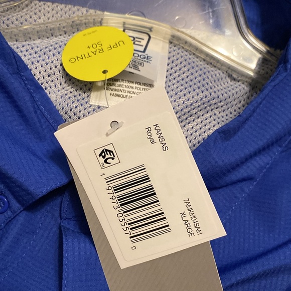 Pro Edge by Knights Apparel Men’s Jayhawks Short Sleeve Button Down Shirt - Picture 5 of 10